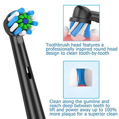 Replacement Brush Heads Fit for Braun Oral b, Compatible with Oral-B Pro 1000/2000/3000/5000/6000 Smart and Genius Electric Toothbrush, 12 Pcs (Black)