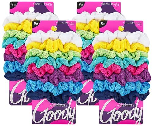 Goody Women's Hair Ouchless Jersey Variety Scrunchies, 8 Count (Pack of 4)