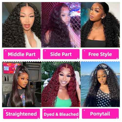 26 Inch 200 Density Wear and Go Glueless Wigs Human Hair Pre Plucked Pre Cut Loose Deep Wave Lace Front Wigs Human Hair 13x4x1 T Part Synthetic and Human Hair Blend Synthetic Wig Curly Human Hair Wig