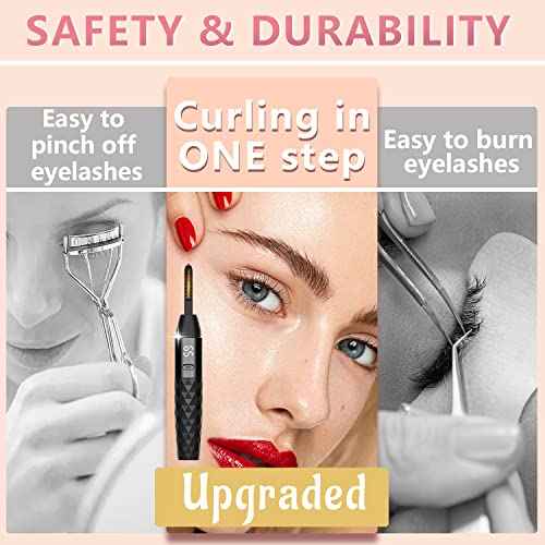 Heated Eyelash Curler - Heated Lash Curler - Electric Eyelash Curler Rechargeable for 24 Hours Long-Lasting Natural Eyelashes, LED Display - 4 Heating Modes, 8S Fast Heating, Gifts for Women Girls