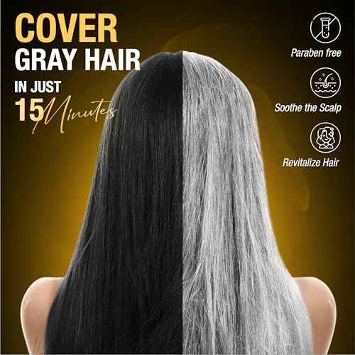 ABERA Hair Dye Shampoo, Black Hair Color for Grey Hair Coverage for Women and Men, One-wash Hair Blackening Treatment with Natural Dark Color (10.1 Fl. Oz.)