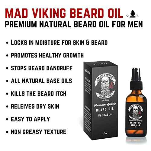 Mad Viking Fenrir Beard Oil ? Hydrate, Soften, And Grow Your Beard Naturally. Fight Itch And Dandruff With A Bold Neroli, Rum & Tobacco Scent. Made In The USA - 2oz