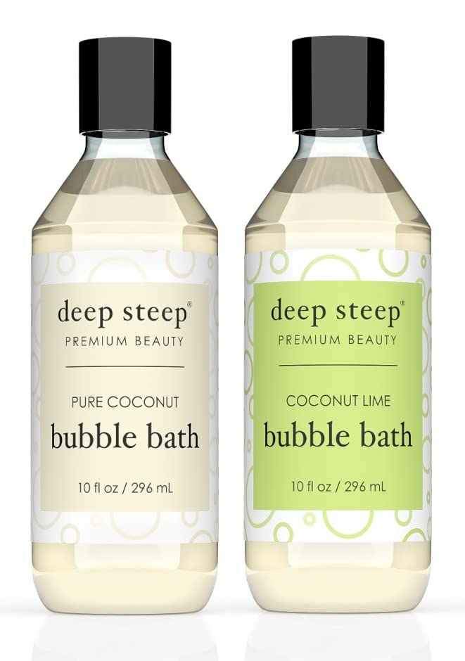 Deep Steep Bubble Bath, 10oz (2 Pack) (Aromatherpy) (Tropical- Pure Coconut & Coconut Lime)