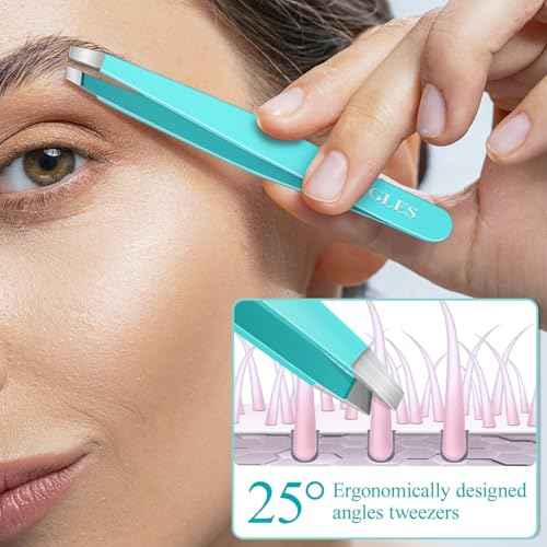 MORGLES Blackhead Remover and Pimple Popper Tool Kit, 10 Pcs Professional Acne Extractor Kit, Ingrown Hair Tweezers with Leather Travel Case for Face and Eyebrow Grooming
