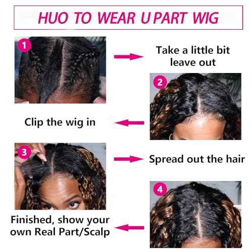 Lucasar FB30 Deep Wave U Part Human Hair Wigs for Black Women 180% Density Glueless U Shape Half Wig 180% Density Wig No Leave Out Lace Glueless Deep Curly Upgrade U Part Wigs (22 inch, FB30)