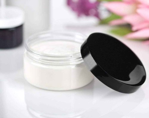 (6 Pack) 8 oz Clear Low Profile Plastic Wide Mouth Jar with Black Smooth Lids + Spatulas
