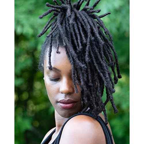 0.6cm Width 10 Inch 100 Strands 100% Human Hair Loc Extensions, Full Handmade Dreadlock Extensions for Men Women Kids Can Be Dyed and Bleached 100% Unprocessed Natural Black