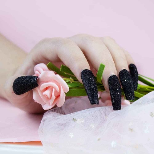5g Black Dust Sugar Nail Glitter Powder - Diamond Dust Sand Shining Sugar Effect Glitter Dip Powder, Superfine French Candy Coat Nails Sweater Design Manicure Decorations DIY Crafts