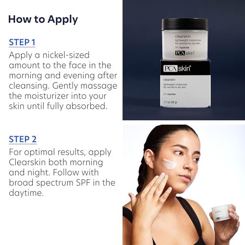 PCA SKIN Clearskin Lightweight Face Moisturizer for Oily Skin, Daily Hydrating Facial Moisturizer for Oily, Acne-Prone, and Sensitive Skin, Quick Absorbing, Reduces Discolorations, 1.7 oz Jar