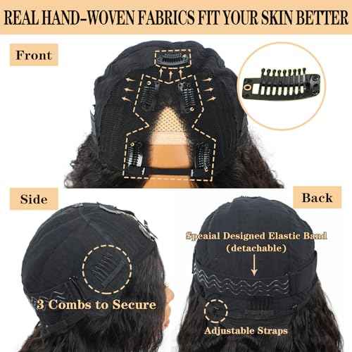 ROYAL IMPRESSION V Part Deep Wave Human Hair Wigs Upgraded U Part Human Hair Wig Minimal Leave Out No Sew in No Glue 180% Density V Shape Clip in Half Wig Beginner Friendly (20 Inch)