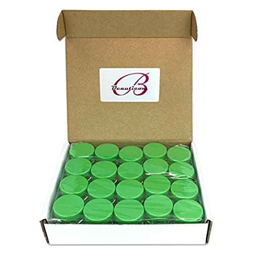 Beauticom 10g/10ml (0.35 Fl Oz) Round Clear Jars with Round Top Lids for Creams, Lotions, Make Up, Powders, Glitters, and more... (Color: Green Lid, Quantity: 40 Pieces)
