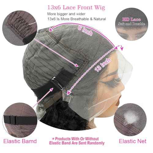 26 Inch 13x6 Lace Front Wigs Human Hair 200% Density Deep Wave Lace Frontal Wigs 13x6 Deep Wave HD Glueless Wig for Women Pre Plucked with Baby Hair
