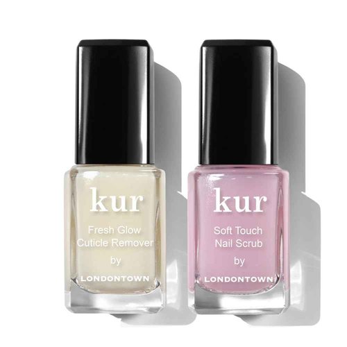 LONDONTOWN Clean Up Cuticles Set – Exfoliate Dry Skin & Remove Buildup with Fresh Glow Cuticle Remover and Soft Touch Nail Scrub for Smooth, Refreshed Nails 4 fl oz