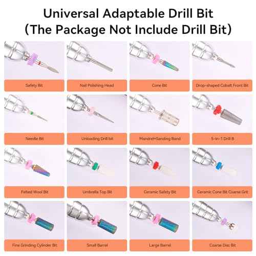 Makartt Nail Drill Handpiece for Up200 Machine:Professional Electric File Remove Gel Polish Poly Nail Gel Black B-05 Removing for Removing Acrylic Nail Polish Acrylic Nail Tools Black