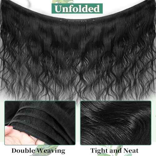 14A Human Hair Bundles Body Wave One Bundle 100% Unprocessed Brazilian Virgin Hair Bundles Double Weft Weave Body Wave Human Hair Natural Black Color (one bundle, 30)