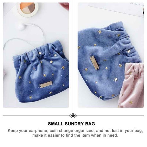 POPETPOP Cosmetic Bag for Women, Small Portable Blue Makeup Purse for Travel, Aesthetic Storage for Women, Girls