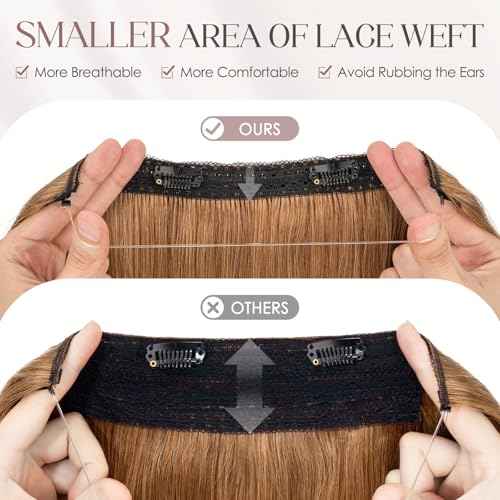 Elailite Halo Hair Extensions Real Human Hair for Women Light Brown Clip in Remy Hairpiece with Adjustable Invisible Wire 22 Inch 75G