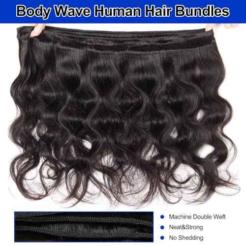 12A Human Hair Bundles 14 16 18 Inch 100% Unprocessed Virgin Human Hair Bundles Body Wave Hair Extensions Natural Color For Women