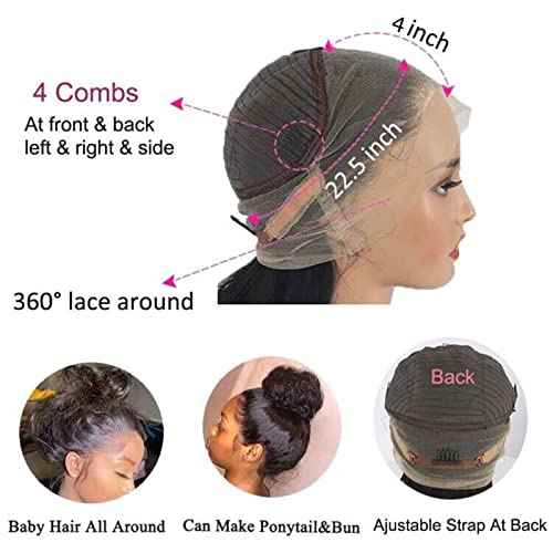 360 Body Wave Full Lace Front Wigs Human Hair Pre Plucked With Baby Hair 200 Density 360 HD Transparent Lace Front Wigs For Black Women Natural Color 18 inch