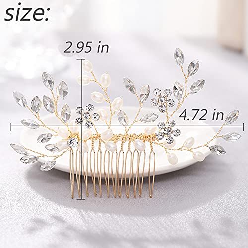 Bmirth Wedding Hair Combs Silver Bridal Hair pieces Flower Bridal Hair Comb Crystal Pearl Hair Accessory for Women and Girls (D)