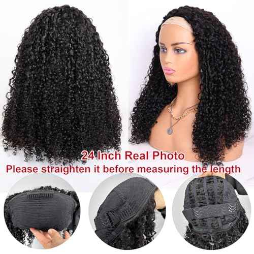 BLG Burmese Curly Half Wig Human Hair 300% Density 3 In 1 Human Hair Half Wigs for Women 16 Inch Curly Seamless Wear and Go Glueless Drawstring Wig Natural Color Quick Install Beginners Friendly Wigs