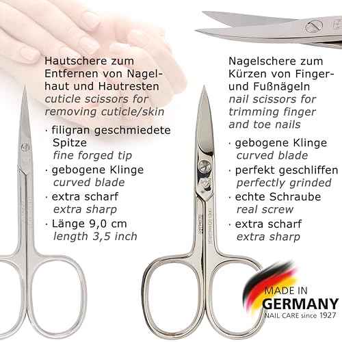 3 Swords Germany - brand quality 11 piece manicure pedicure grooming kit set for professional finger & toe nail care scissors clipper black genuine leather case in gift box, Made in Germany