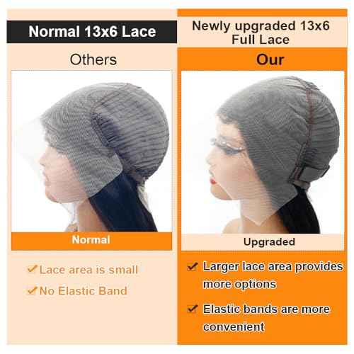 CHEETAHBEAUTY 13x6 Lace Front Wigs Human Hair 16Inch HD Transparent Lace Frontal Wigs 220% Density Brazilian Virgin Straight Human Hair Wigs for Women Pre Plucked with Baby Hair Natural Color