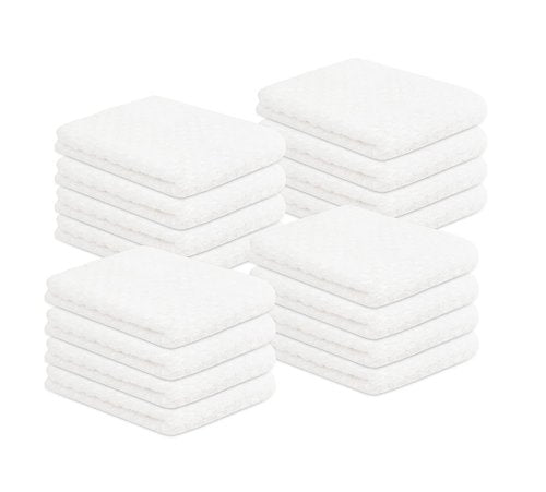 Tukasa Linens 16 Pack Cotton Washcloths for Body and Face, 12x12 Inches, Pack of 16, Multipurpose and Lightweight Wash Clothes for Face. Highly Absorbent - Travel and Bath Towel (White)