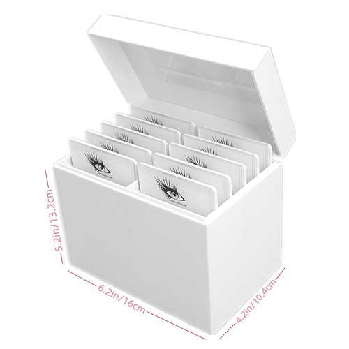 LIXIMMAZN 10 Layers Acrylic Eyelash Storage Box,Eyelash Holder Extension Tool,Makeup Organizer False Eyelashes Glue Pallet Holder, Grafting Eye lashes Close-Packed Display with 10 Pallets (White)