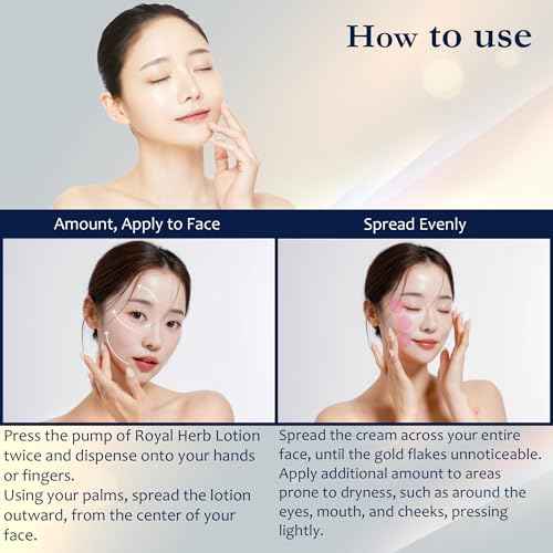 ROYAL HERB EX LOTION Face, Neck and D?collet? Moisturizer with Aloe Vera, Hyaluronic Acid, Yeast Extract and Gold, 1.18 FL OZ / 35ml