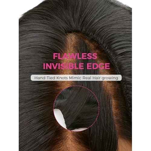 Lashey V Shape Invisible Clip in & Lace Clip in Hair Extensions Human Hair, 18 Inch 120g Set (1 V-Shaped + 2pcs Lace Clip ins), Natural Black Body Wave No Leave Out Hair Extension for Women