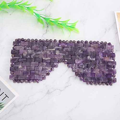 Jade Eye Mask, Jade Stones Cooling Sleeping Eye Mask, Cold Eye Covers for Relief Eye Fatigue (Amethyst)