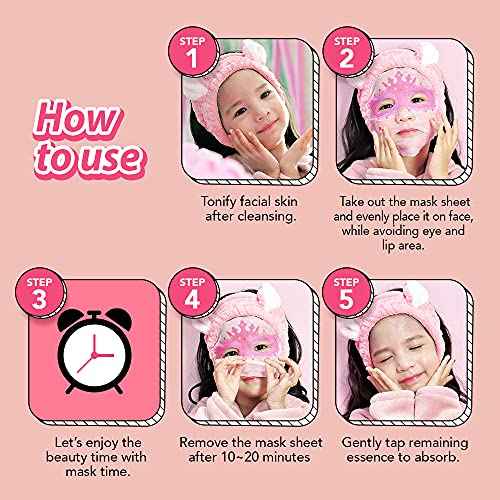 peach and Kids Face Mask, Spa Day Kit for Girls, Korean Skincare for Toddler, Birthday, Christmas Gifts for Teens, Sleepover Party, Stocking Stuffers, Pack of 10