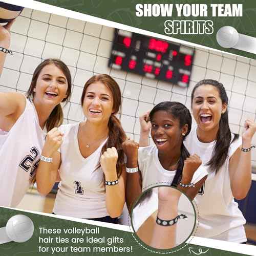 Hanaive 20 Pcs Volleyball Hair Ties Hair Accessories Ponytail Holders Bracelets No Crease Ribbon Volleyball Gifts for Team Girls Women Player(Black, White)