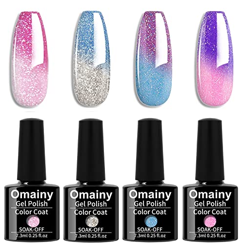 Omainy Gel Nail Polish Set,Color Changing Gel Nail Polish Set,Mood Changing Gel Nail Polish Set,Shellc Uv Gel Nail Polish,Temperature Change Gel Polish Set,Soak Off Uv Led Nail Polish Salon Art(4001)