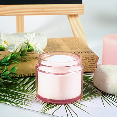 2oz Glass Jars 24 Pack, Hoa Kinh Mini Round Pink Glass Jars with Inner Liners and Pink Lids, Perfect for Storing Lotions, Powders and Ointments.