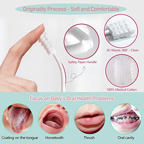 Baby Toothbrush, Infant Toothbrush Clean Baby Gums Disposable Tongue Cleaner Gauze Toothbrush Infant Oral Cleaning Stick Dental Care for 0-36 Month Baby