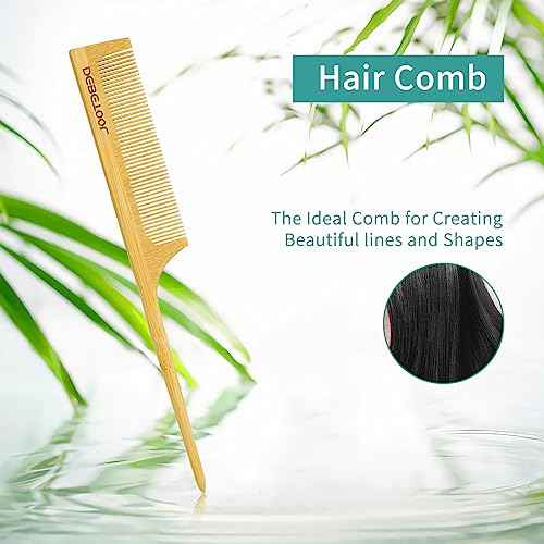 Bamboo Hair Brush Set - Natural Bamboo Paddle Detangling Hairbrush and Comb Set, Suit for Thick/Thin -Gift for Women Men and Kids