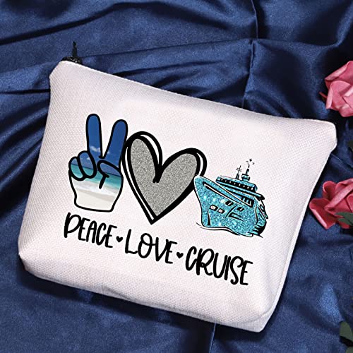 POFULL Cruise Travel Gift Cruise Lover Gift Peace Love Cruise Cosmetic Bag Summer Vacation Gift (PEACE LOVE CRUISE bag)