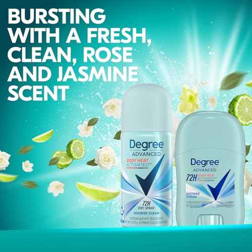 Degree Women¡¯s Travel Deodorant Antiperspirant Bundle ? Advanced 72H Protection Mini Sticks and Dry Sprays, Shower Clean Scent (4 Piece Set)