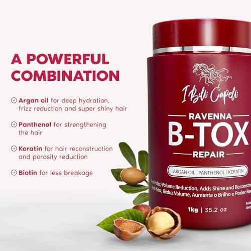 I Belli Capelli Ravenna B-tox Repair Kit - Hair Treatment & Argan Oil Mask 500g, Formaldehyde-Free, Anti-Frizz, Volume Reduction (Pack of 2)