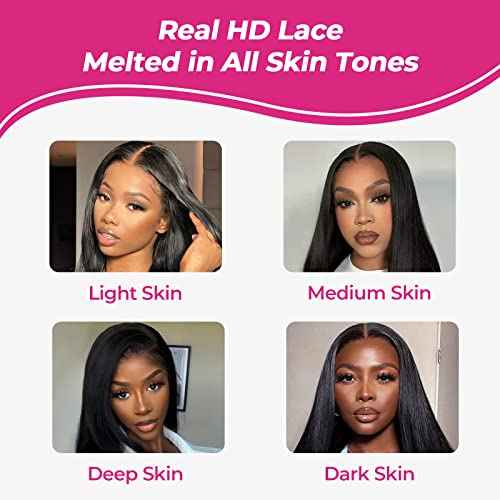 SKINLIKE Real HD Lace 4x4 Closure Straight Human Hair Free Part Swiss HD Lace Melted Undetectable Serrated Edge Pre Plucked with Baby Hair Frontal Closures Only 18 Inch