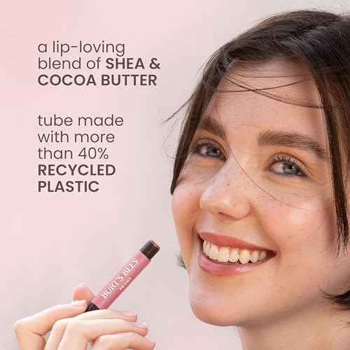 Burt's Bees Shimmer Lip Tint Set, Tinted Lip Balm Stick, Moisturizing for All Day Hydration with Natural Origin Glowy Pigmented Finish & Buildable Color, Raisin (1-Pack)