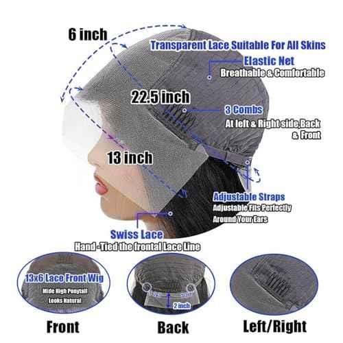 VIPbeauty 13x6 Lace Front Wigs Human Hair Pre Plucked 180 Density Straight HD Transparent Glueless Wigs Human Hair 13x6 Straight Lace Frontal Wigs Human Hair Wigs for Women 22 Inch