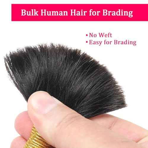 Human Braiding Hair 2 Bundles 100g 28Inch Deep Wave Bulk Human Hair for Braiding No Weft Curly Braiding Hair Bulk Curly Human Hair for Boho Braids 12A Brazilian Virgin Hair Extensions Natural Color