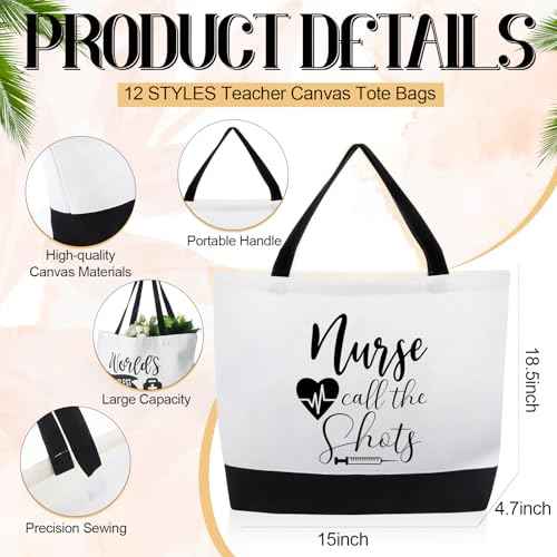 Paterr 24 Pcs Christmas Nurse Appreciation Gifts Bulk, Thank You Cna Canvas Tote Bags Makeup Cosmetic Bag with Handles
