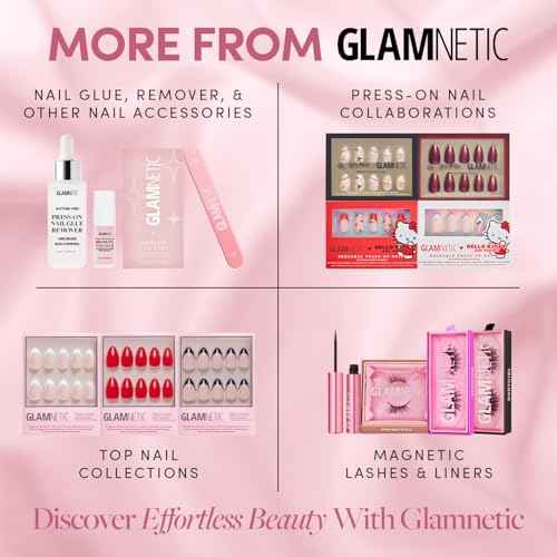 Glamnetic Press On Nails - 'Til Death | Ombre 3D Lace Medium Almond Fake Nails with Glossy Finish, Salon Quality Halloween Nails | 15 Sizes - 30 Nail Kit with Glue