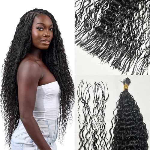 Pre-Divided Curly Bulk Human Hair For Boho Braids Loose Deep Wave Bulk Human Hair For Braiding Double Drawn Extensions (640 Roots)20inch/200g