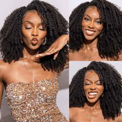 Half Wig Human Hair Jerry Curly Half Wig 200% Density Wear And Go Glueless Wigs Human Hair 3 In 1 Half Wigs With Drawstring Seamless Flip Headband Wig For Women 24Inch