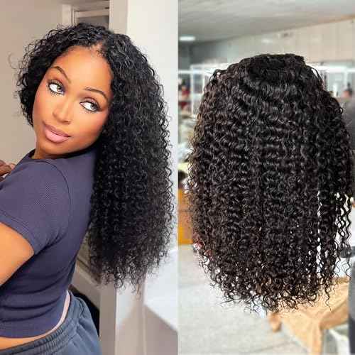 JYZ Half Wig Human Hair 300% Density 3 In 1 Seamless Flip Over Half Wig Invisible Hairline Glueless Wear and Go Beginner Friendly Curly Human Hair Wigs for Women 22 Inch